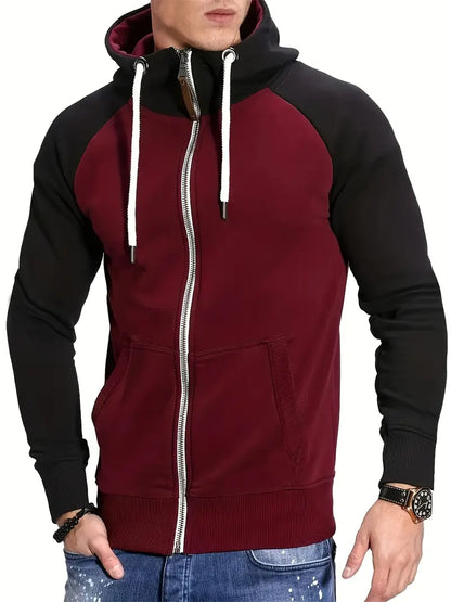 Herren Pullover Langarm Kapuze Reißverschluss