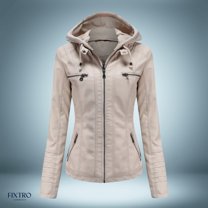 Lederjacke Mit Kapuze Biker Stil