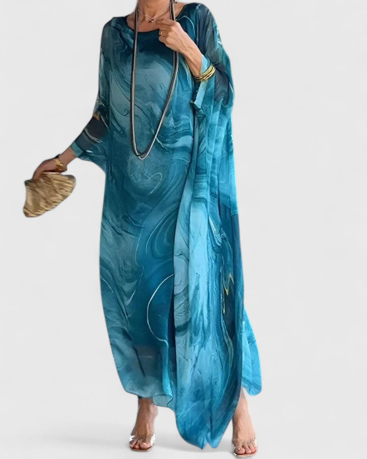 Damen Maxikleid Fledermausärmel Elegant Lockeres Design - IdealeKleiden