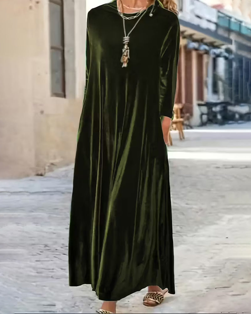 Elegantes Langarmkleid Einheitsfarbe