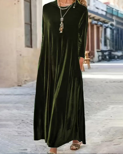 Elegantes Langarmkleid Einheitsfarbe