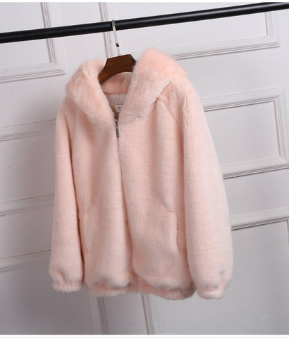 Damen Softshell Kapuzenjacke Kunstfell Weich Warm