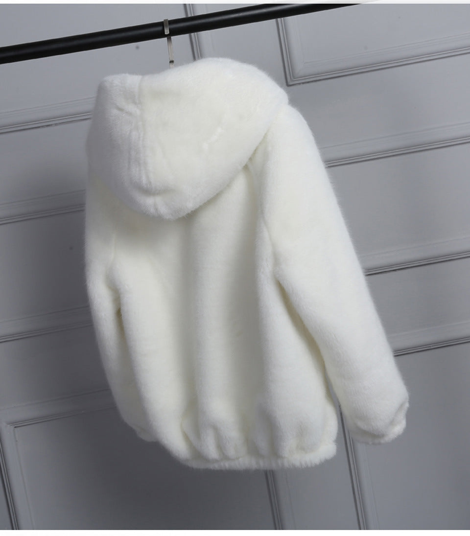 Damen Softshell Kapuzenjacke Kunstfell Weich Warm - IdealeKleiden