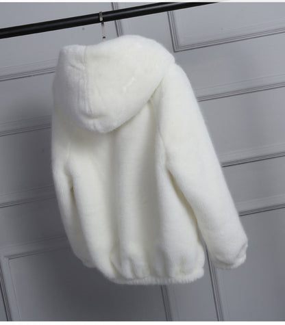 Damen Softshell Kapuzenjacke Kunstfell Weich Warm - IdealeKleiden