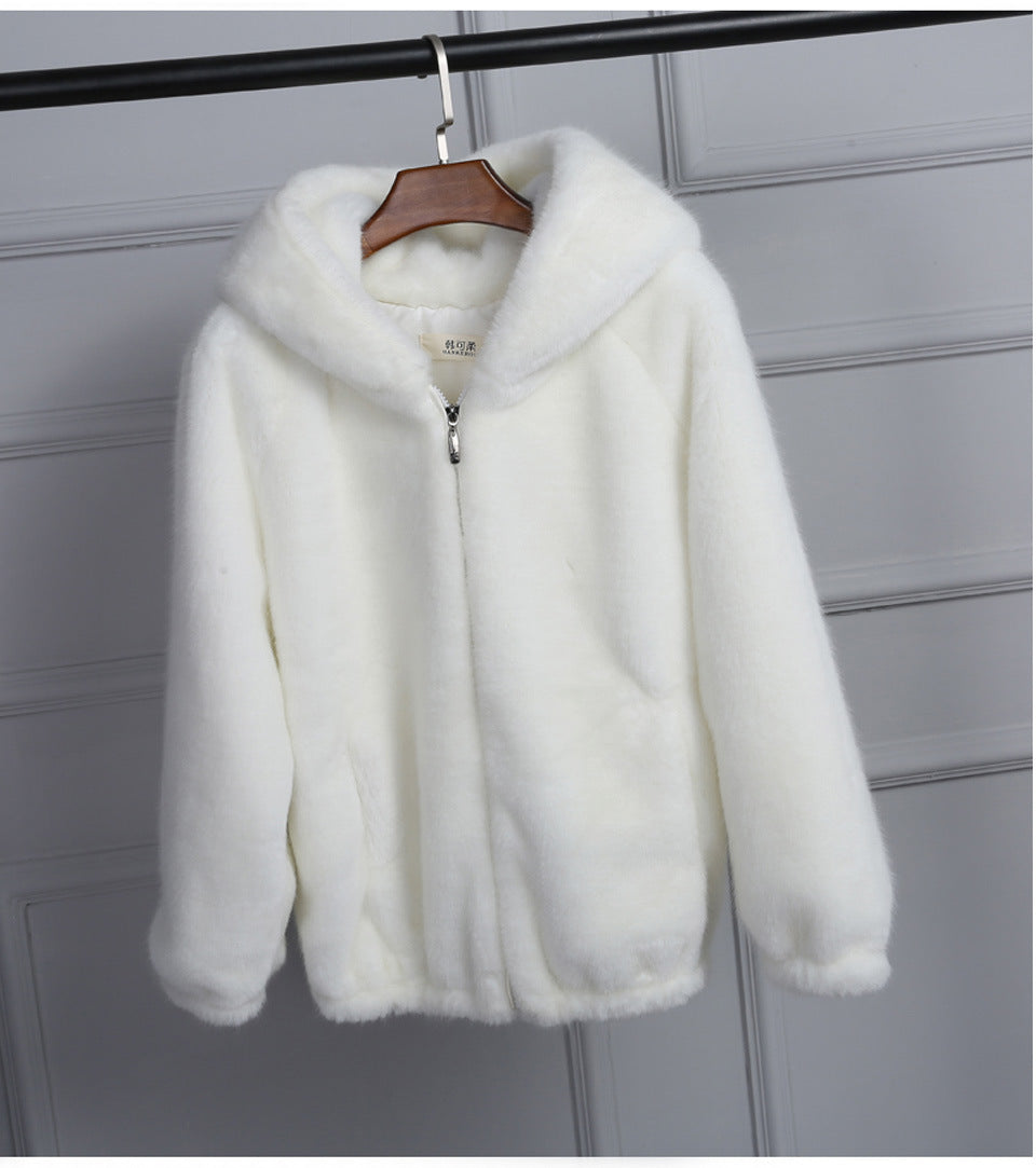 Damen Softshell Kapuzenjacke Kunstfell Weich Warm