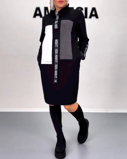Elegantes Gerades Kleid Mit Kordelzug