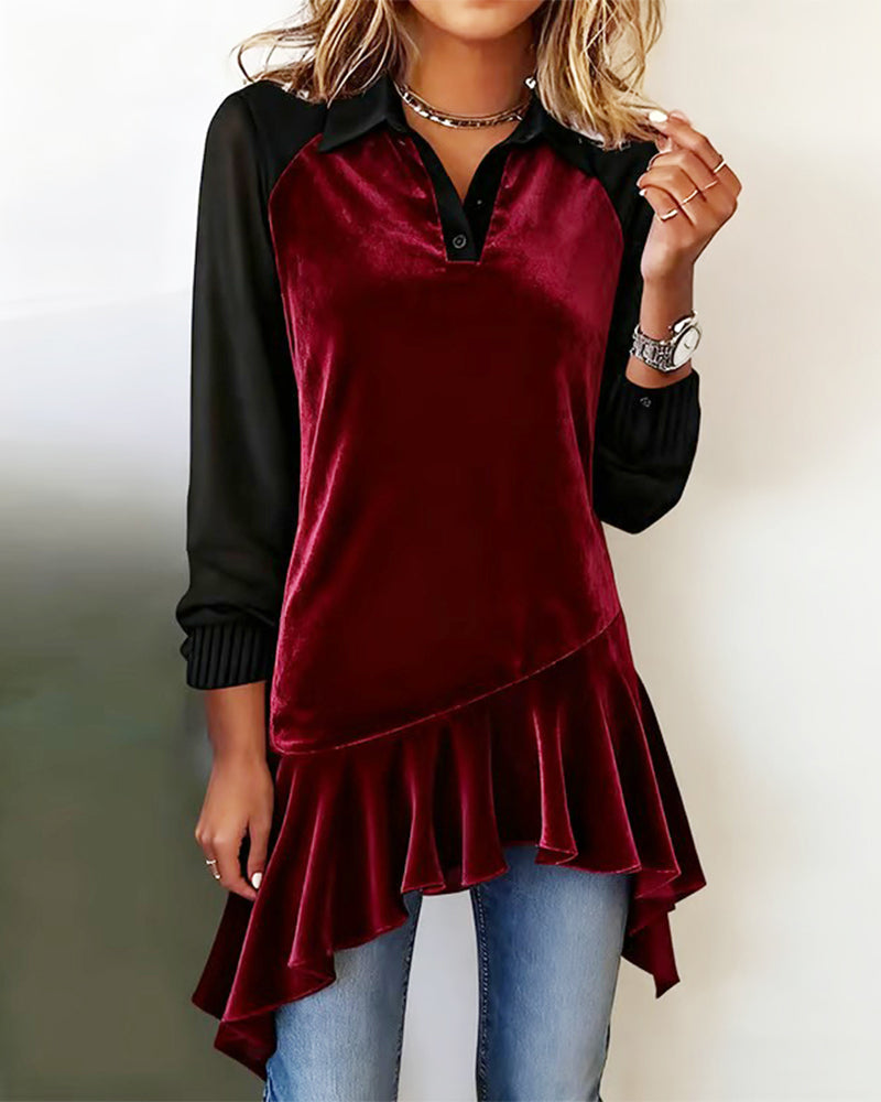 Stylisches Hemd Revers Patchwork Design