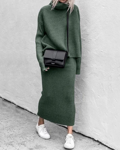 Elegant Kleid Set Hochkragen Zweiteiler