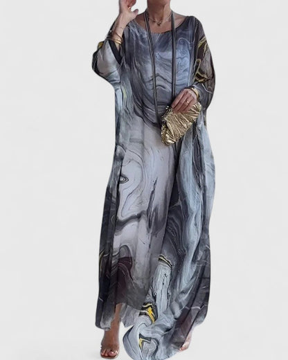 Damen Maxikleid Fledermausärmel Elegant Lockeres Design