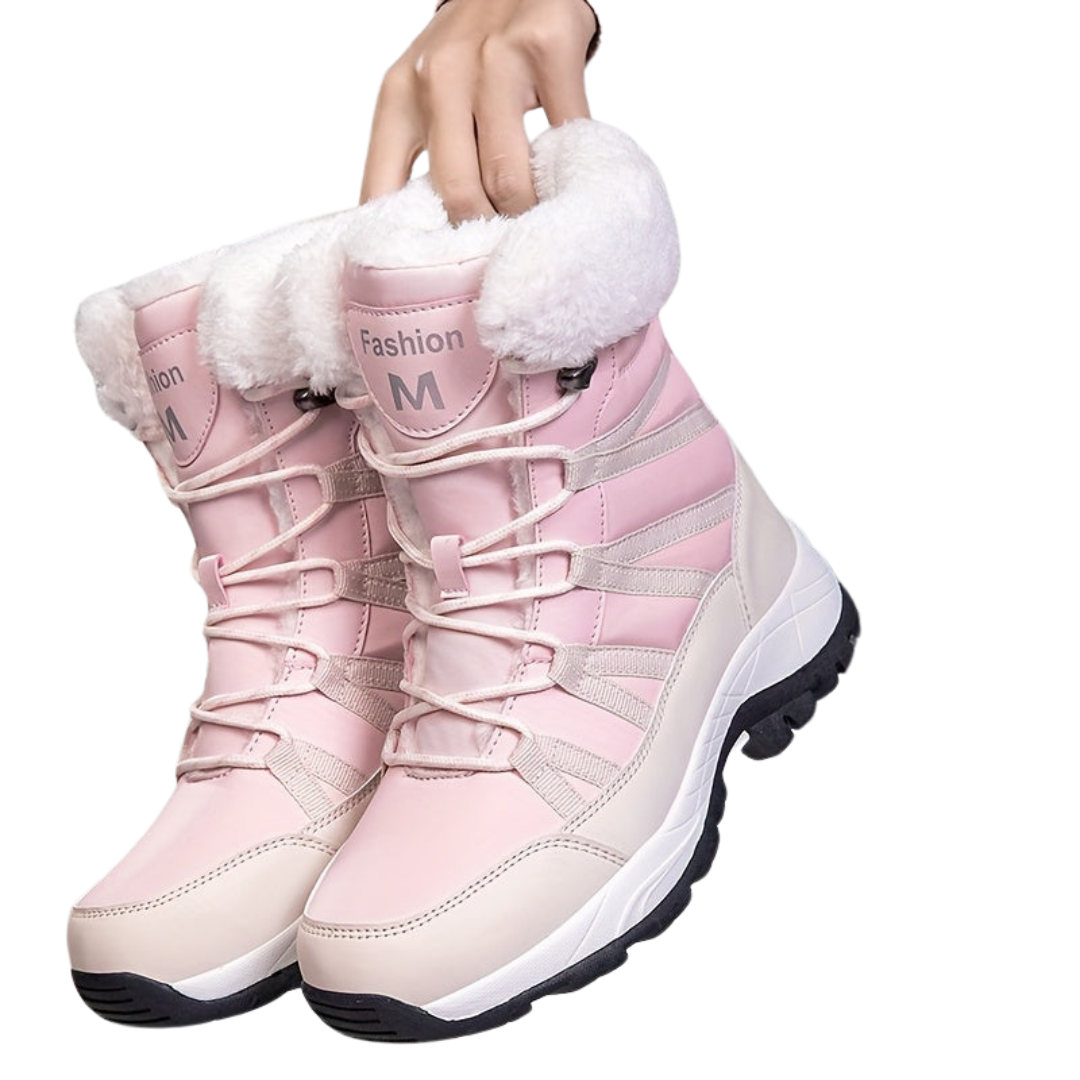 Damen Winterstiefel Hoch Schaft Warm Profilsohle - IdealeKleiden