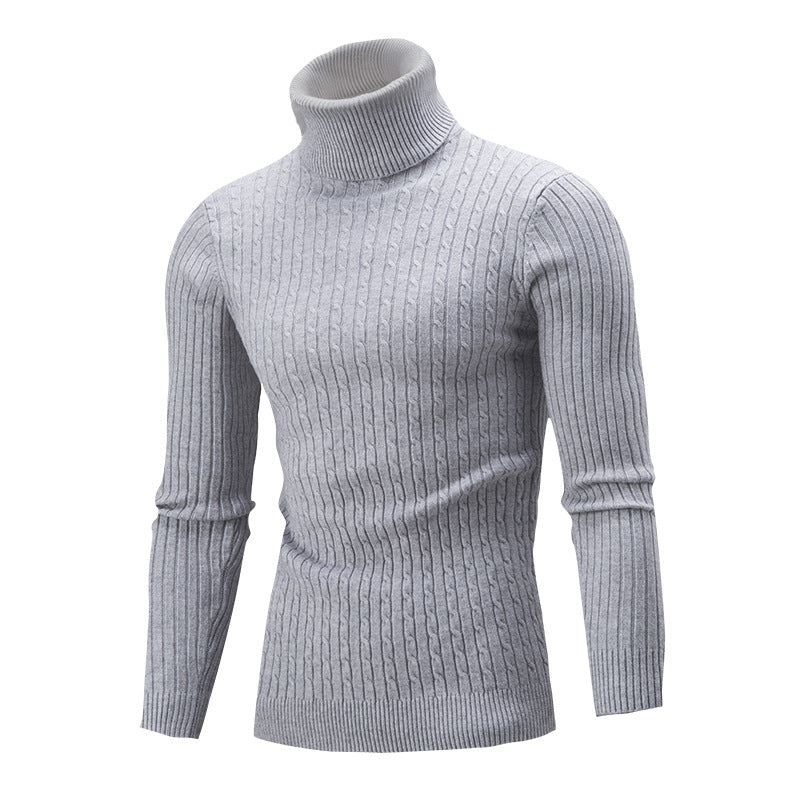 Herren Rollkragen Pullover Zopf Muster Elegante Optik