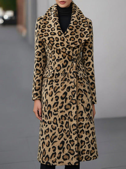 Elegante Leoparden Winterjacke Wolle