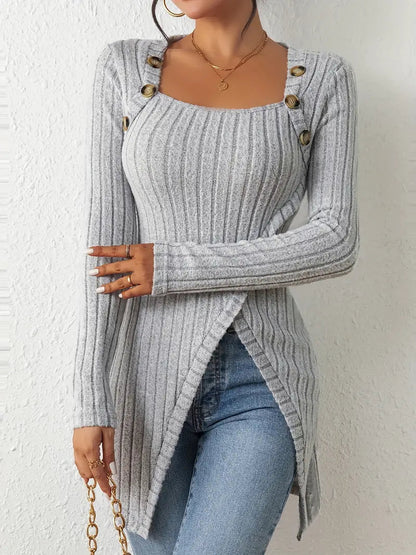 Stilvoller Frauen Pullover Langarm Gerippt