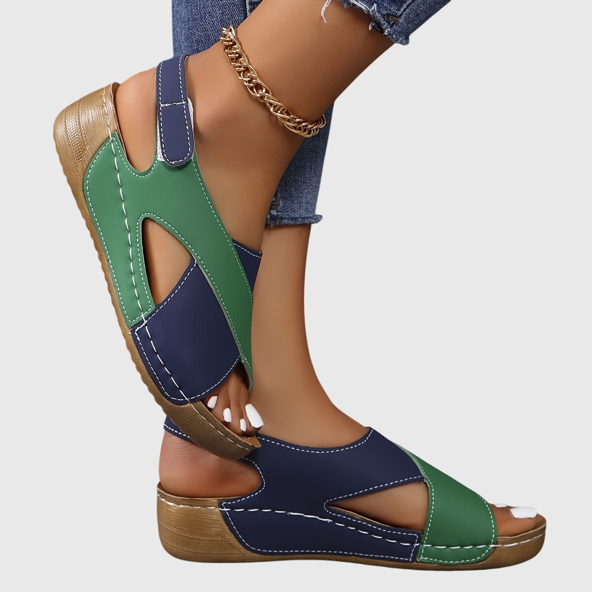 Damen Sandalen Offen Zwei-Farben Sommer