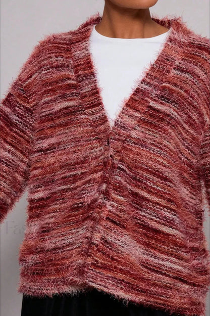 Gemütlicher Strickcardigan V-Ausschnitt Vintage Look