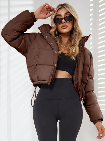 Frauen Winterjacke Taillierte Kapuze Schnüren