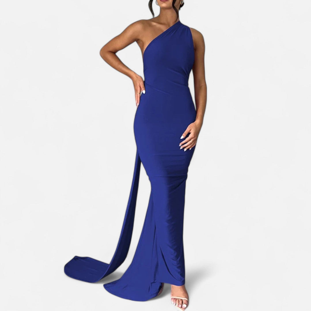 Damen Maxikleid Elegantes Schulterfrei Design