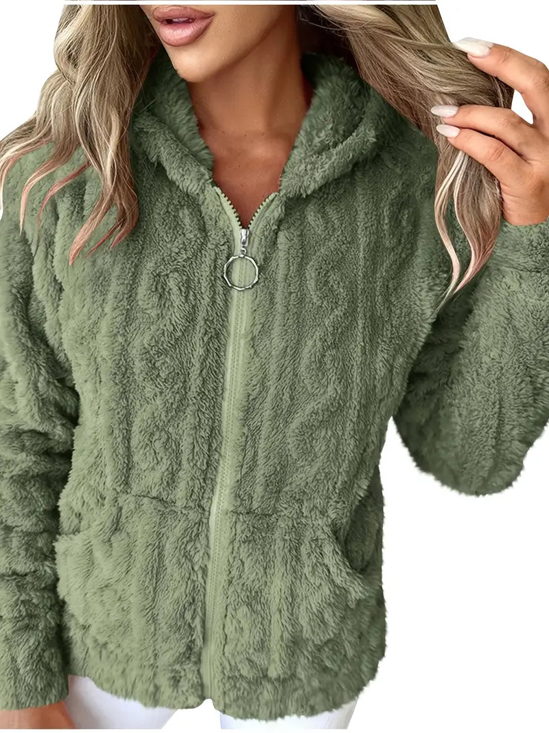 Klassischer Langarm Pullover mit Kapuze und Reißverschluss