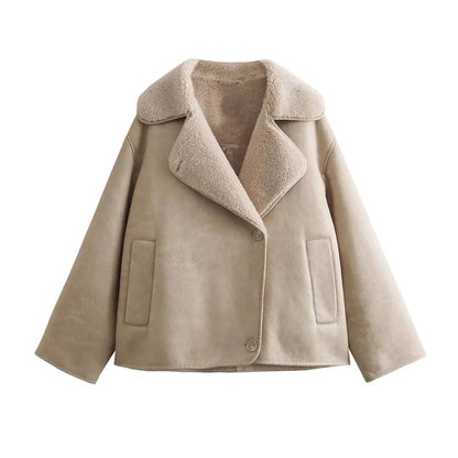 Übergroße Fleecejacke Warm Reverskragen