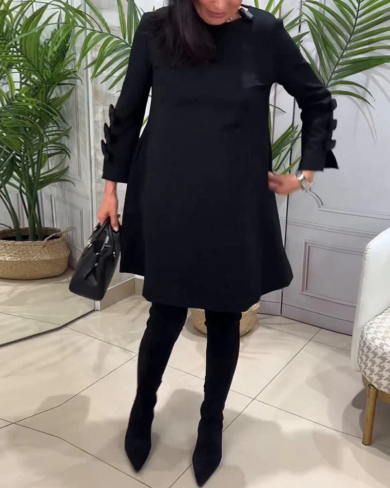 Elegantes Frauenkleid Langarm Chic - IdealeKleiden