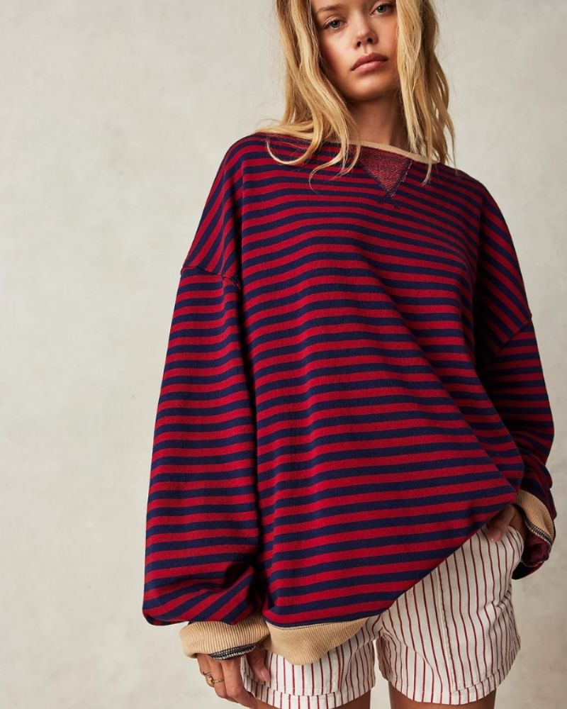 Übergroßer Streifen Pullover Bequem