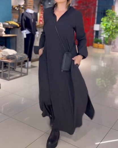 Elegantes Abendkleid Lang Mit Seitenschlitz