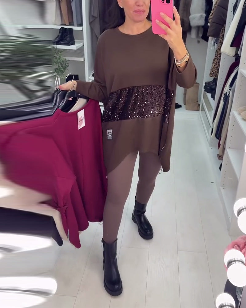 Große Sweatshirt Pailletten Glitter