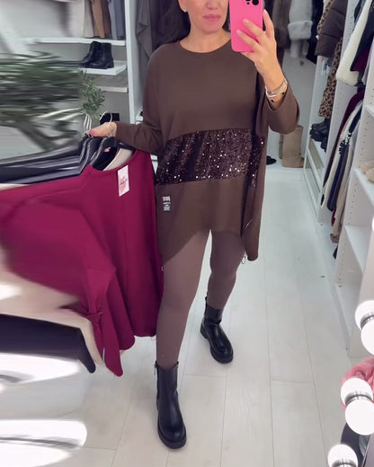 Große Sweatshirt Pailletten Glitter