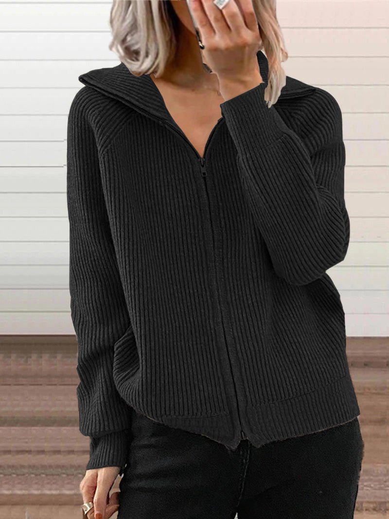 Bequeme Baumwolljacke Zip-Up Strickpullover