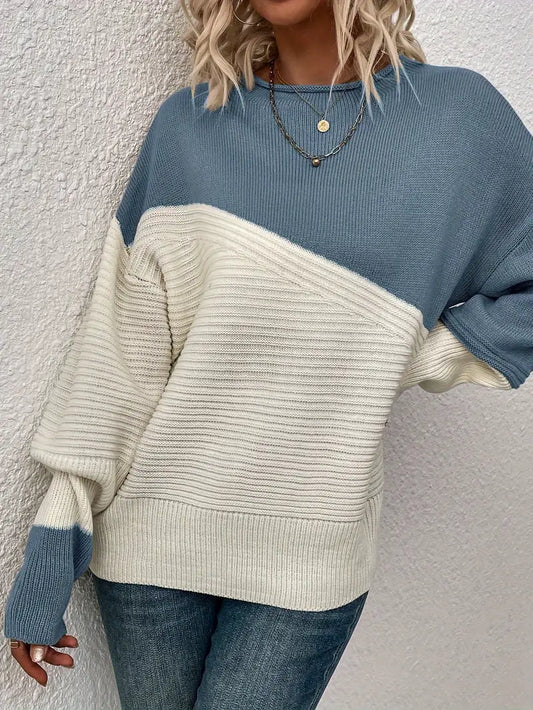 Farbenfroher Rundhals Pullover Damen - IdealeKleiden