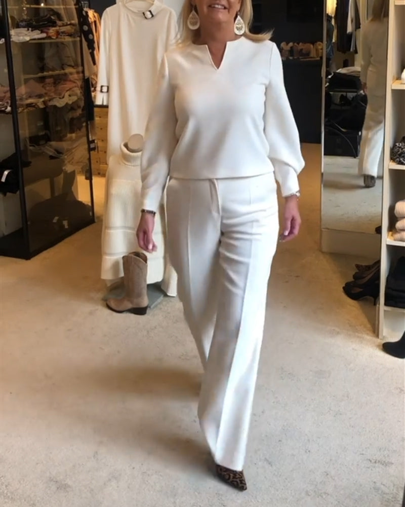 Elegantes Damen-Oberteil V-Ausschnitt Schwarz