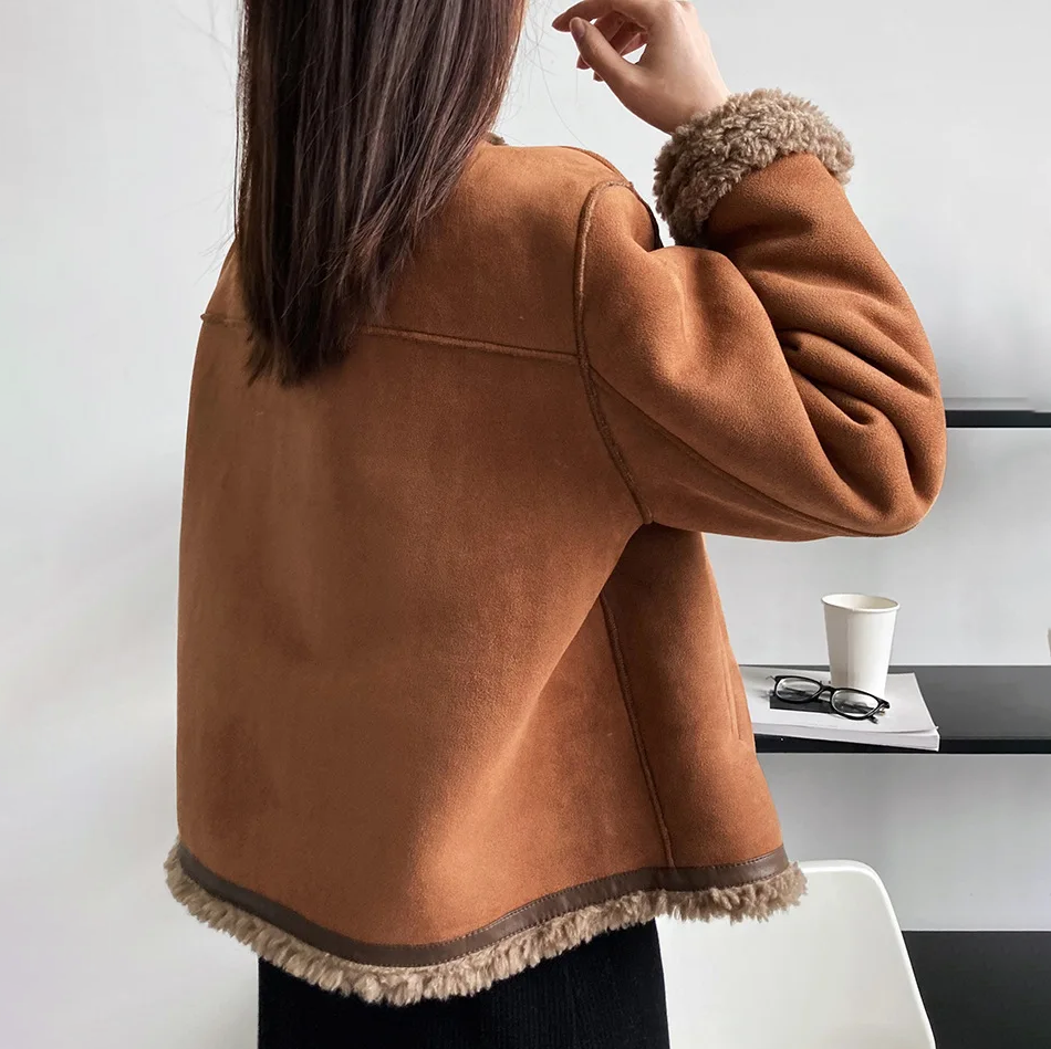 Gemütliche Damen Jacke Braun Fleece - IdealeKleiden