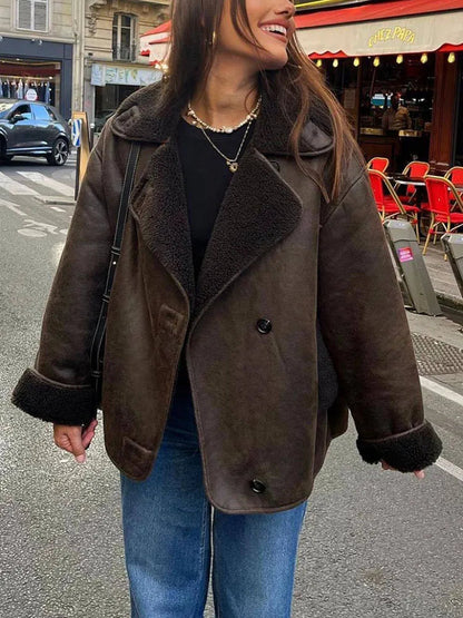 Übergroße Fleecejacke Warm Reverskragen - IdealeKleiden