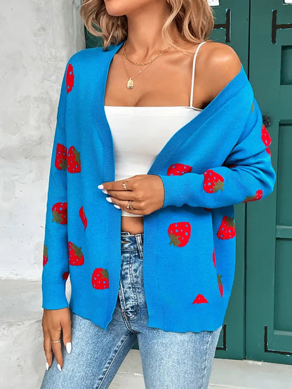 Übergröße Strickjacke Hüftlänge Verspielt Gestrickt