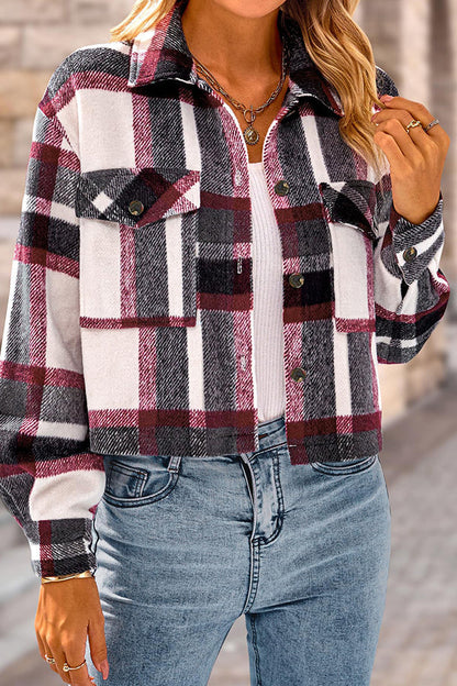 Modische Damenjacke Kariert Casual Kurz