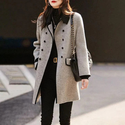 Damen Trenchcoat Lang Wintermantel Elegant