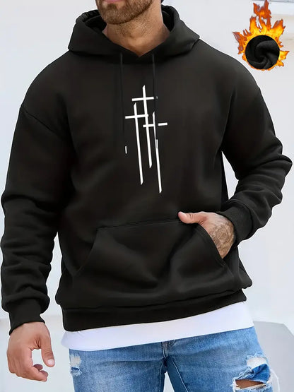 Herren Kapuzenpullover Cross-Print Trendy