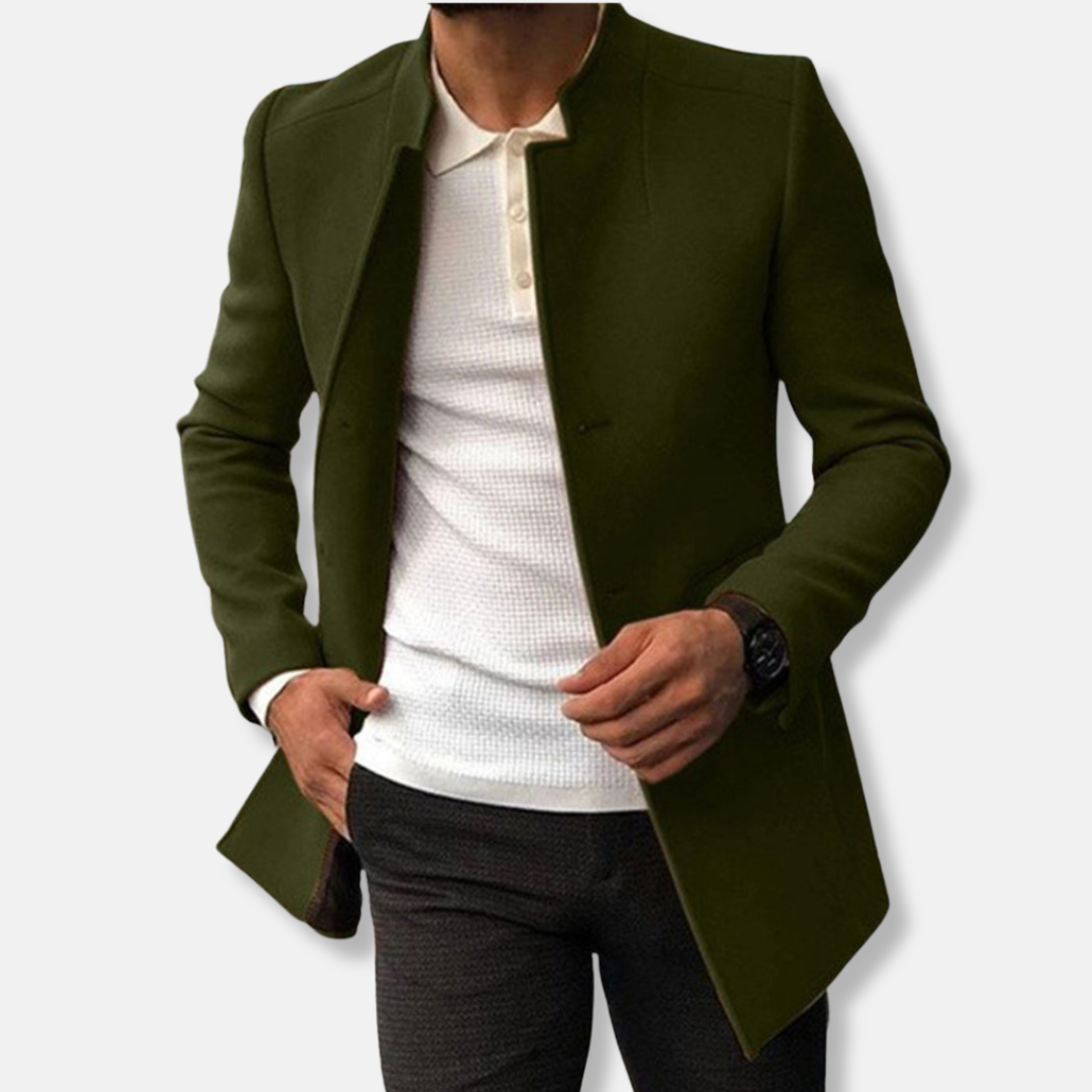 Slim Fit Kleid Wollmischung Kragenlos Hüftlang
