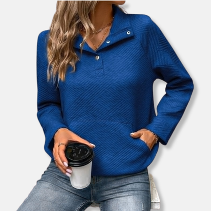 Gemütliches Sweatshirt mit Kragen Pullover Baumwolle