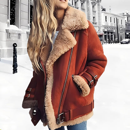 Warme Wolljacke Damen Winter Wildleder Style
