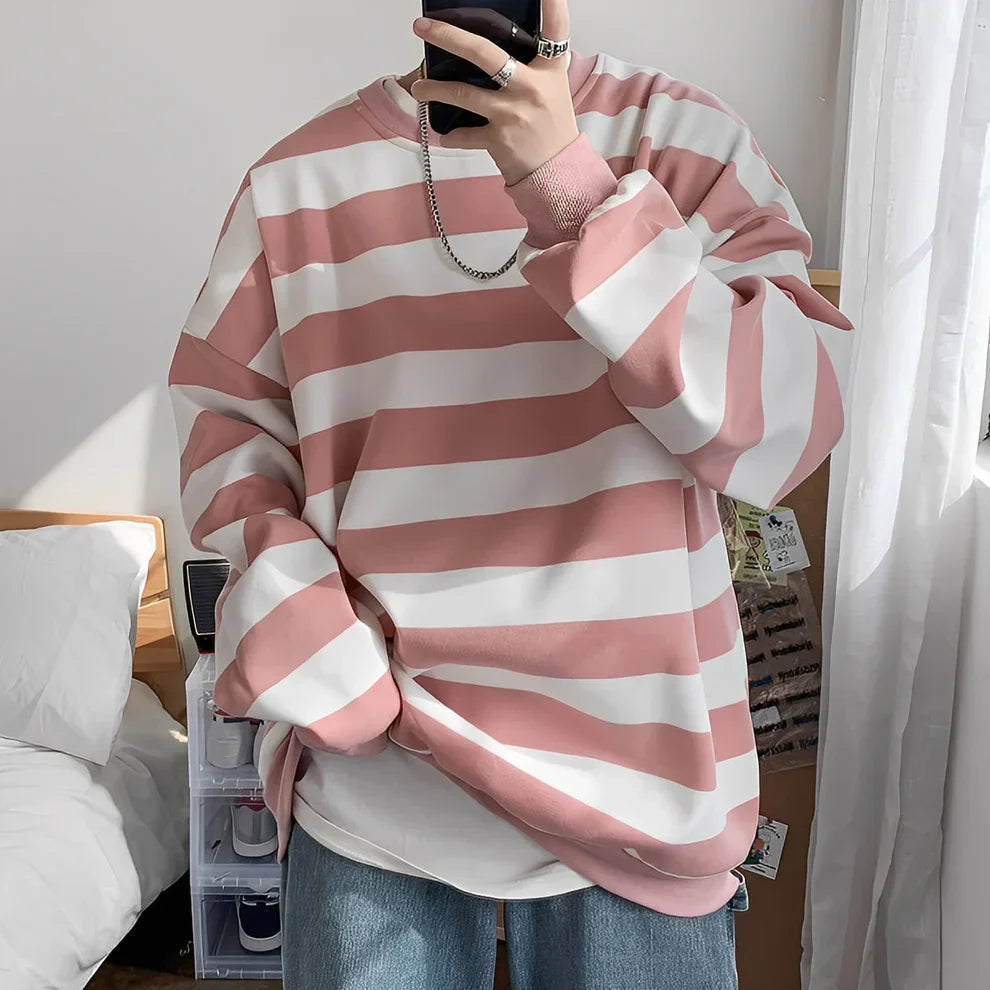 Herren Oversize Pullover Streifen Design