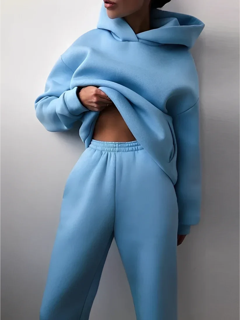 Damen Jogginganzug Kapuze Soft Pastell