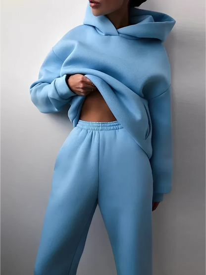 Damen Jogginganzug Kapuze Soft Pastell