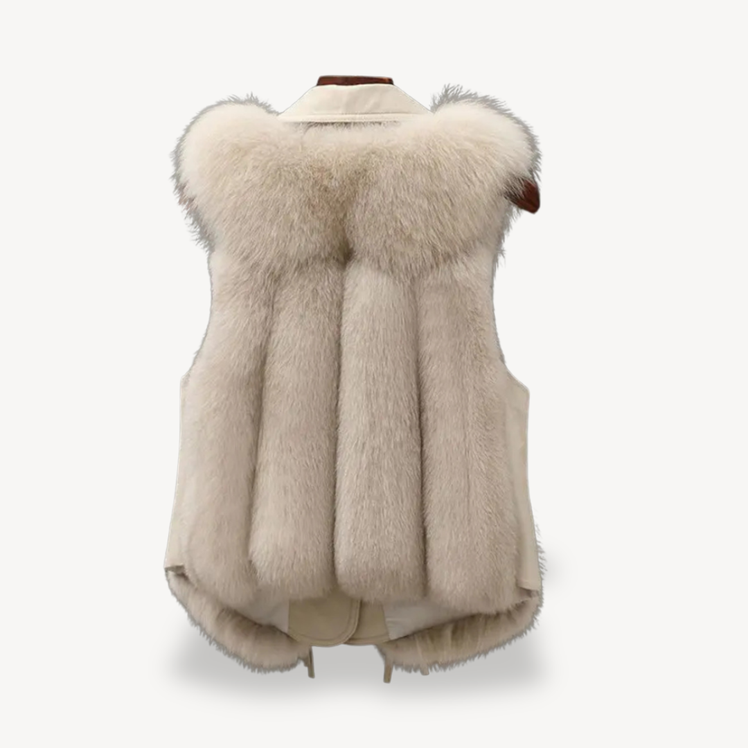 Gefütterte Damenweste Kunstfell Faux Pelz - IdealeKleiden