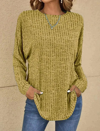 Eleganter Mischpullover Rundhals Langärmlig