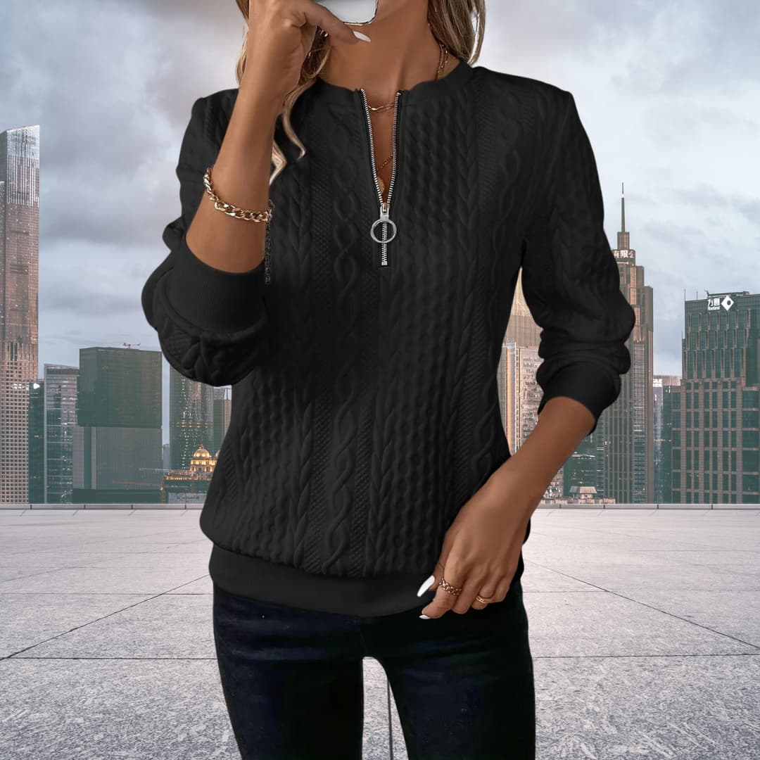 Herbstliche Zip Sweater Damen