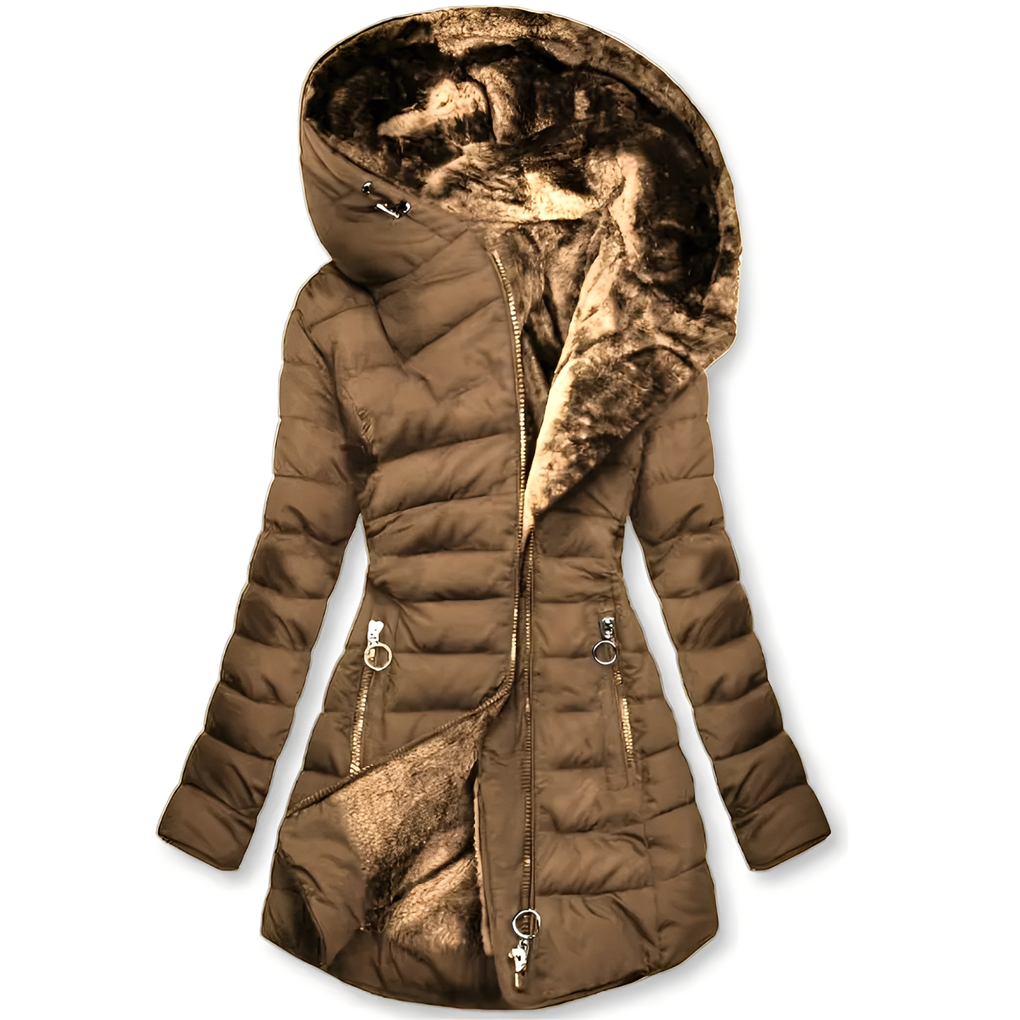 Stylische Damenwinterjacke mit Kapuze - IdealeKleiden