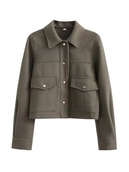 Schicke Damenjacke Mit Knöpfen und Vordertaschen