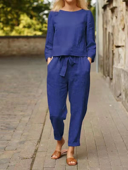 Damen Sport-Set Langarm Oberteil Hochtaille Hose