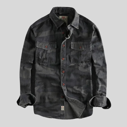 Herren Overshirt Camo Langarm mit Knöpfen - IdealeKleiden